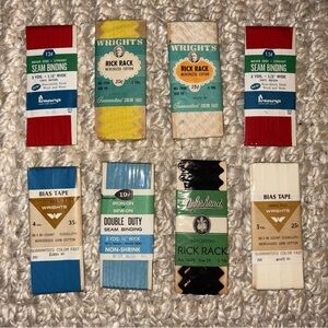 Vintage Assorted Wright's Seam Binding Bias Tape Rick Rack Collection Lot of 17